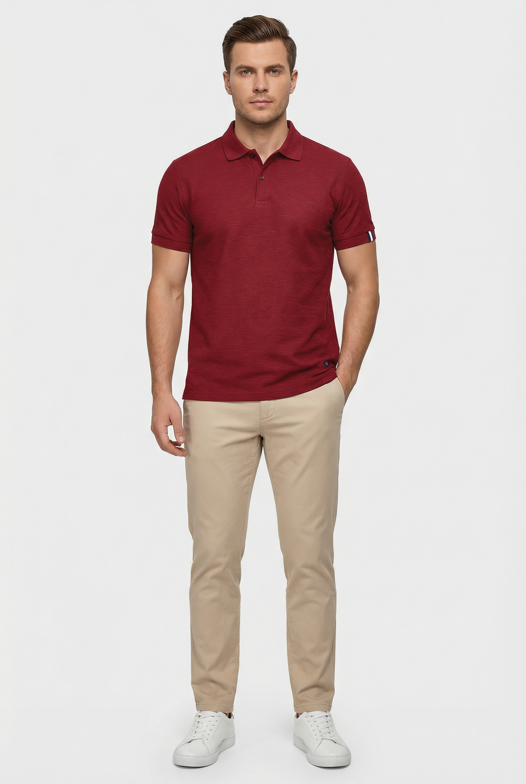 Men's Polo Shirt Cotton Blend Slim Fit Classic Collar