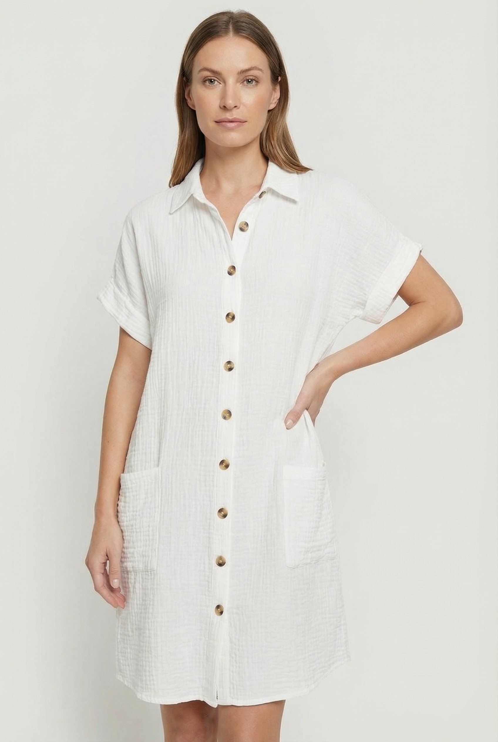 Women's Polo Shirt Dress Cotton Blend Short Sleeve