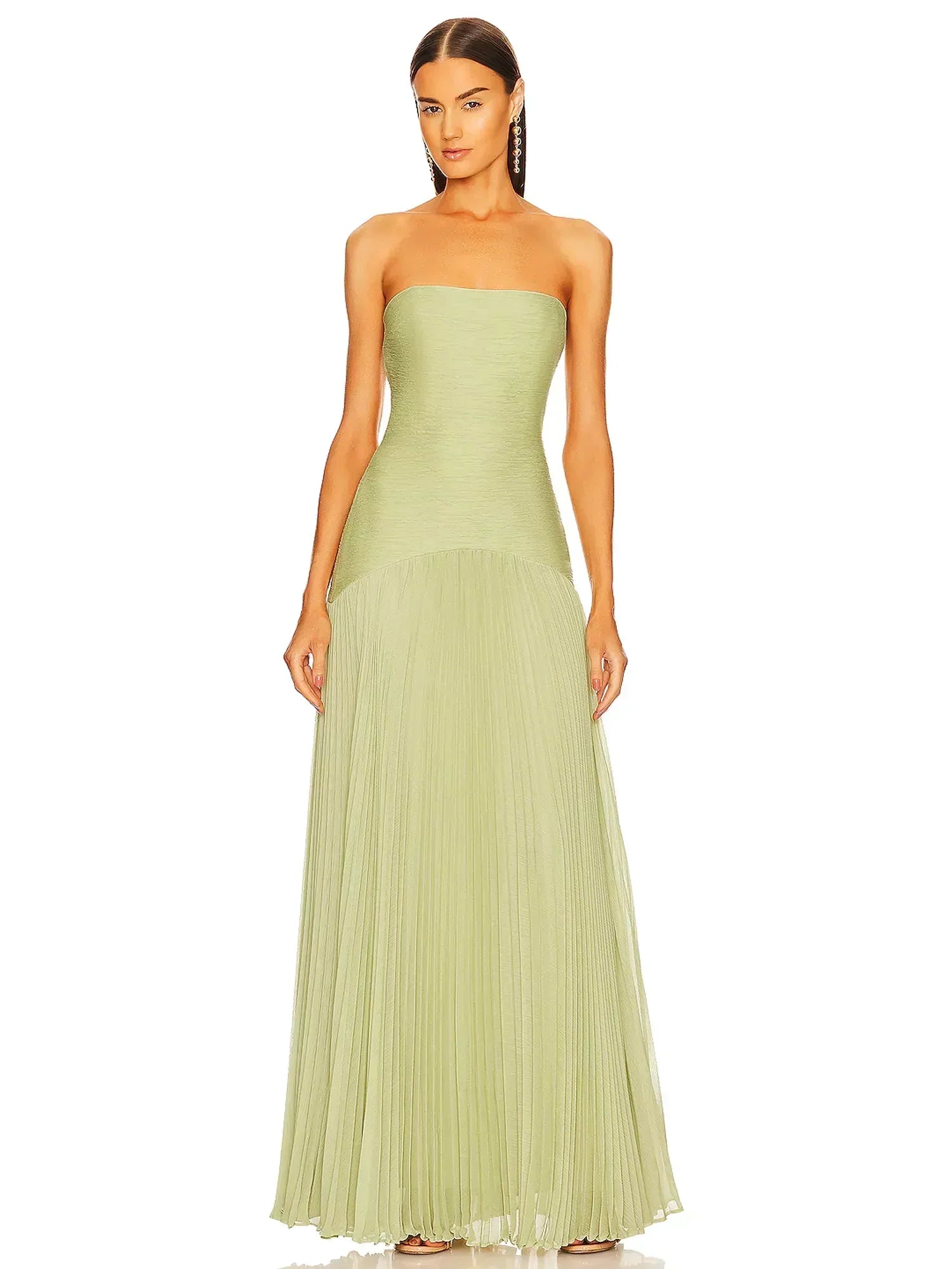 Women's Maxi Dress Strapless Pleated Formal Evening Gown