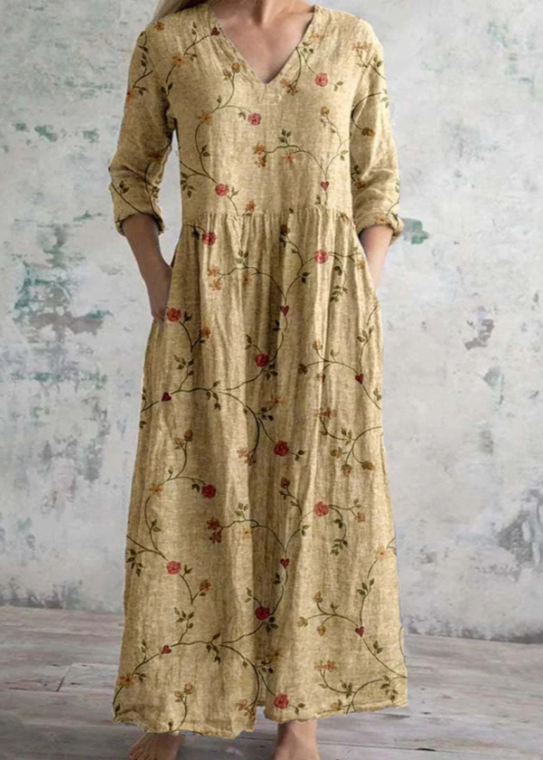 Women's Floral Dress Light & Effortless V-Neck Short Sleeve Casual