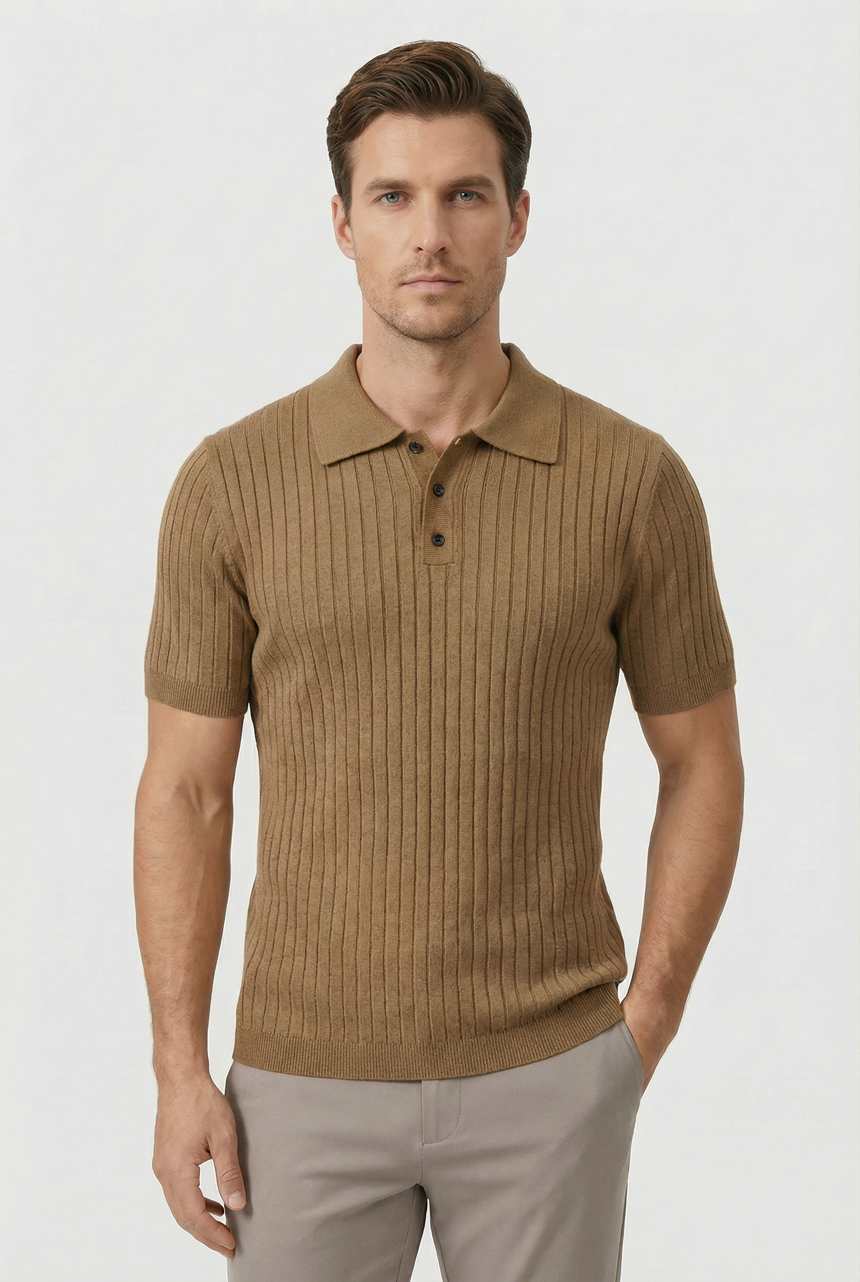 Men's Polo Shirt Cotton Knitted Short Sleeve