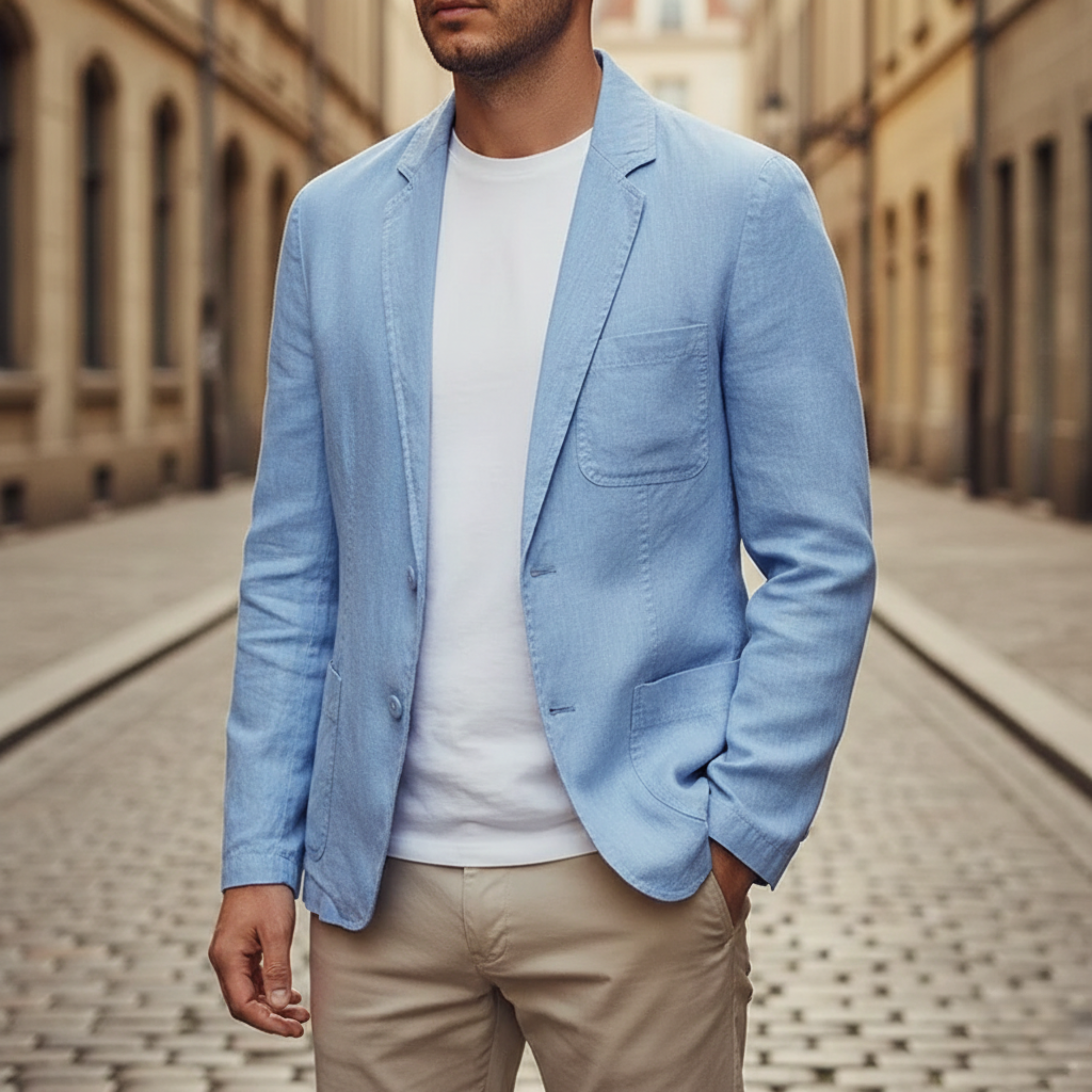 Men's Lightweight Linen Blazer Single Breasted Casual Outerwear