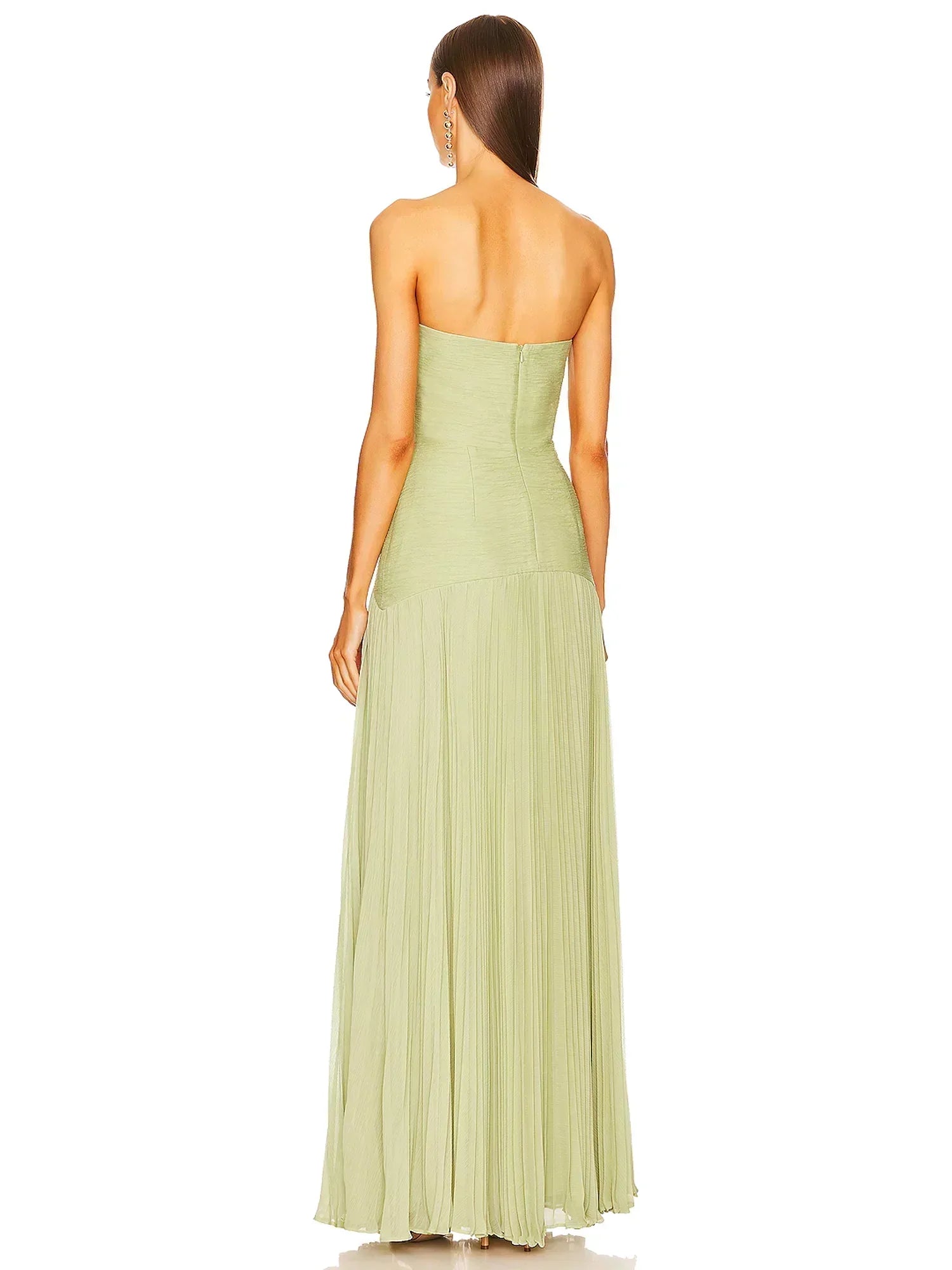 Women's Maxi Dress Strapless Pleated Formal Evening Gown