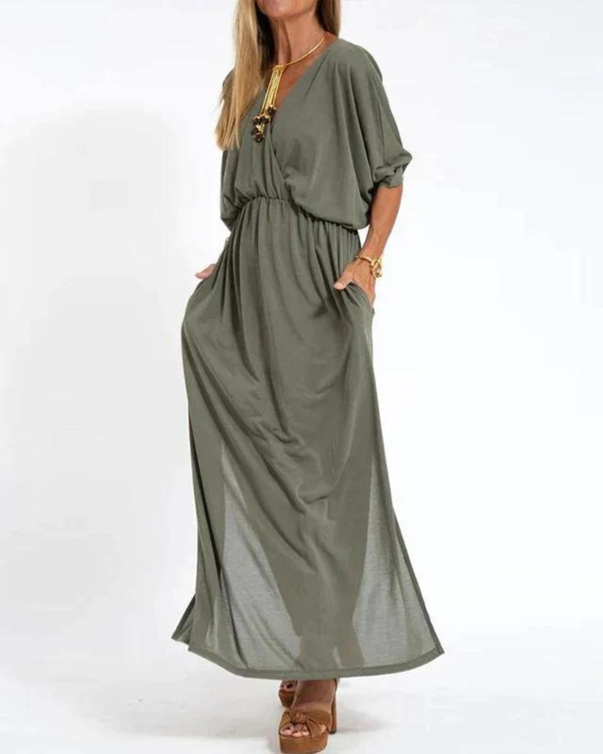 Women's Long Dress Floral Print V-Neck Sleeveless Maxi Casual