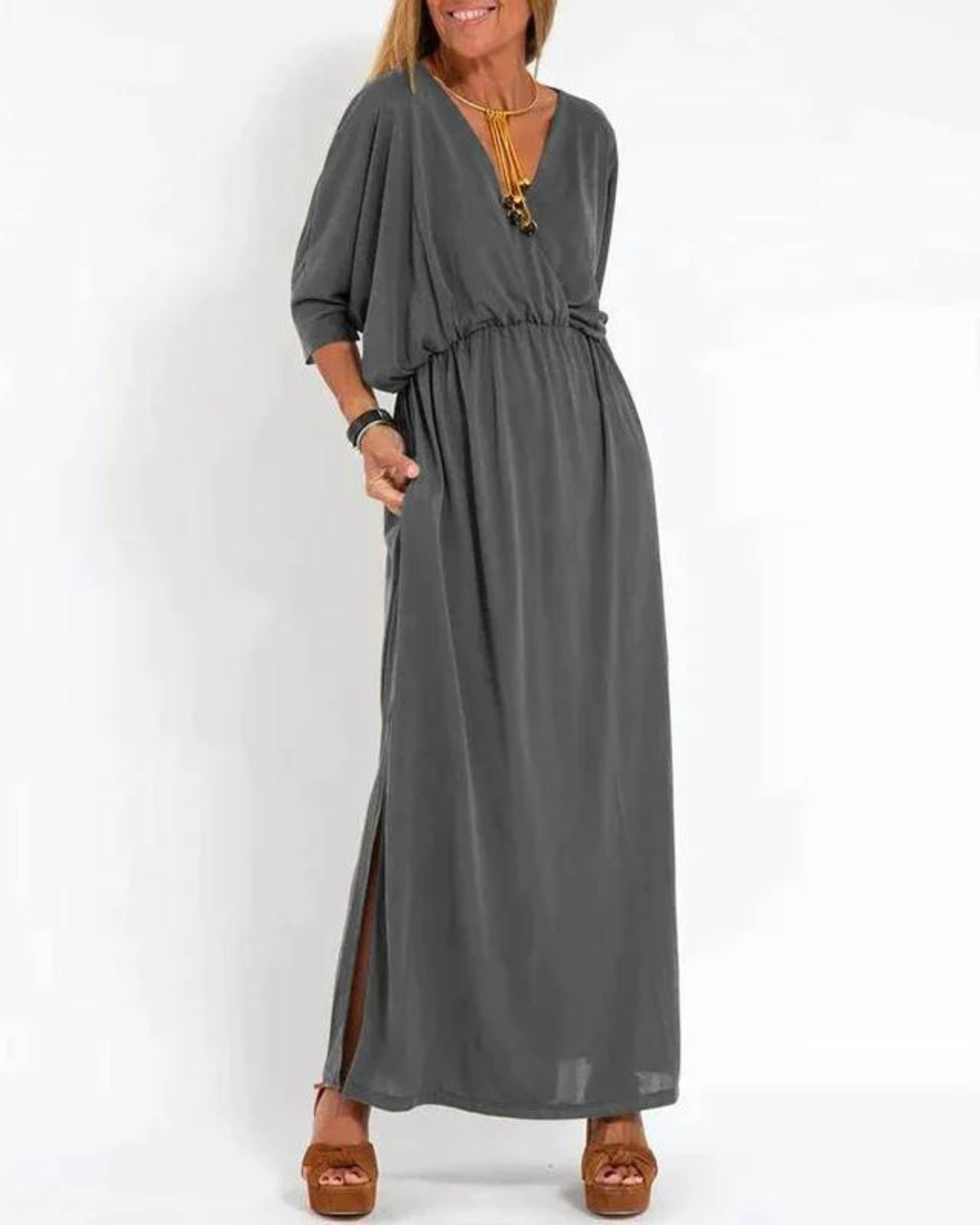Women's Long Dress Floral Print V-Neck Sleeveless Maxi Casual