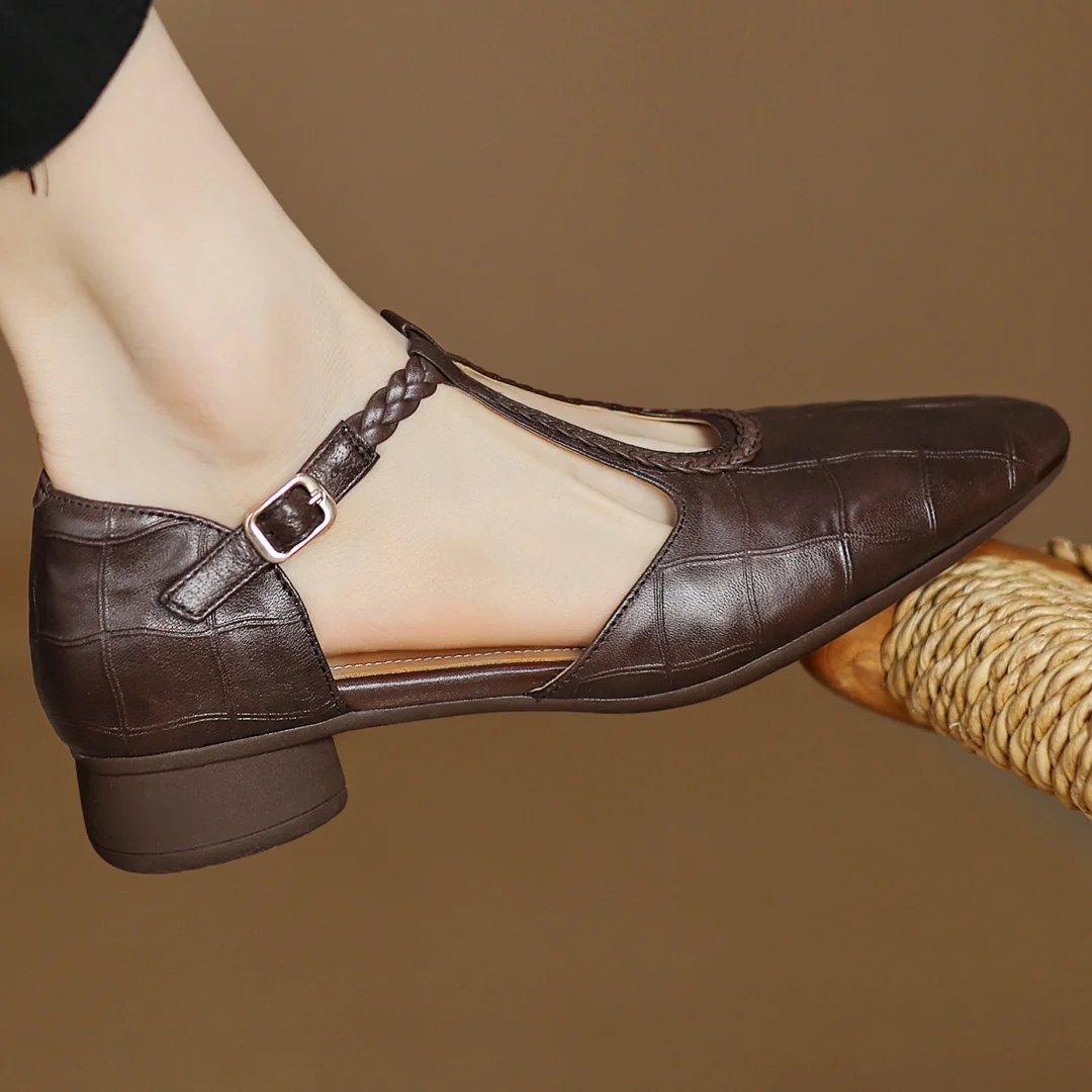 Women's T-Strap Mary Jane Flats Pointed Toe Casual Footwear