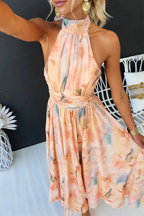 Women's Watercolour Print Maxi Dress | Sleeveless, V-Neck, Casual