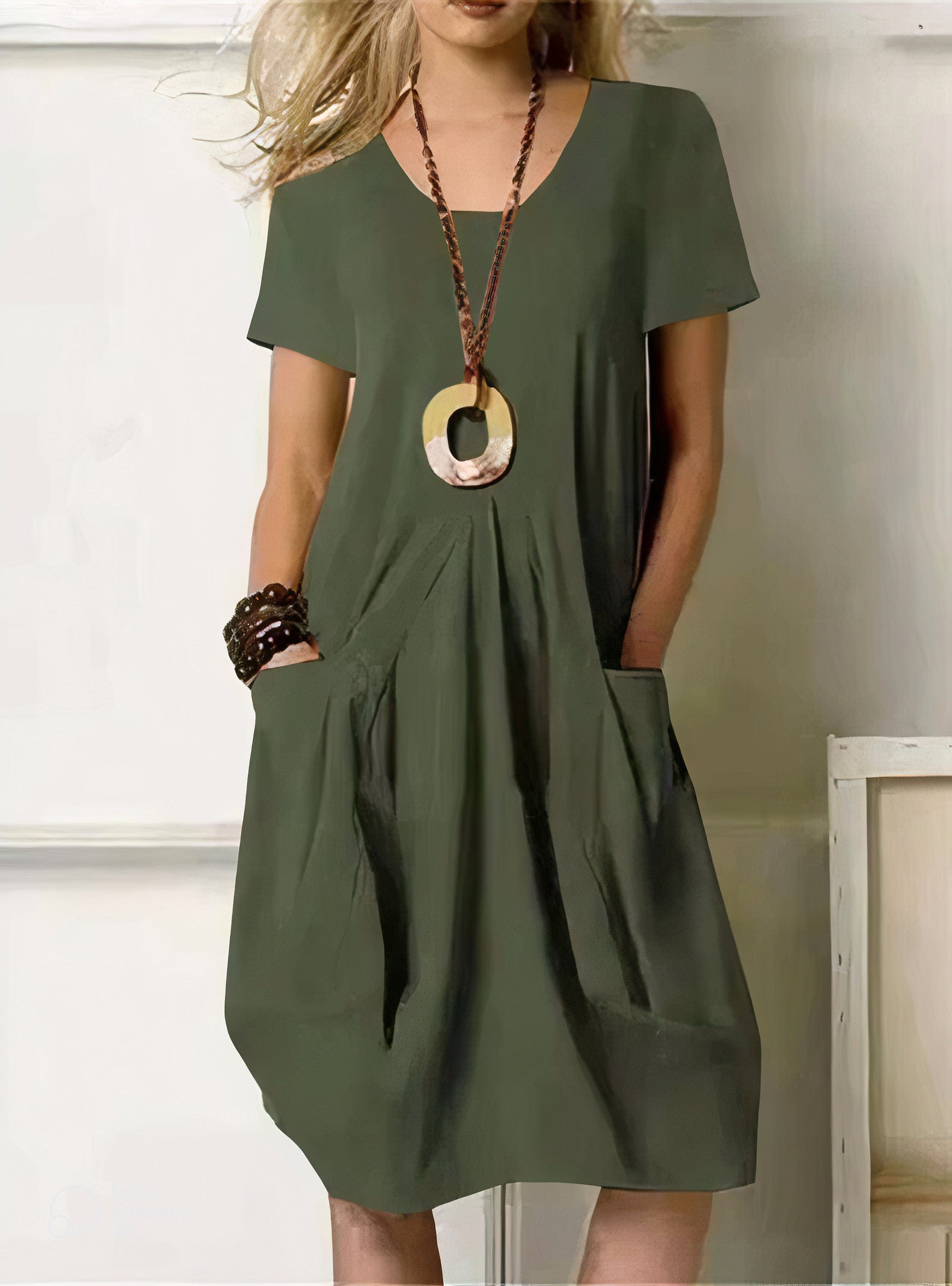 Women's Relaxed Fit Dress Short Sleeve Casual Summer
