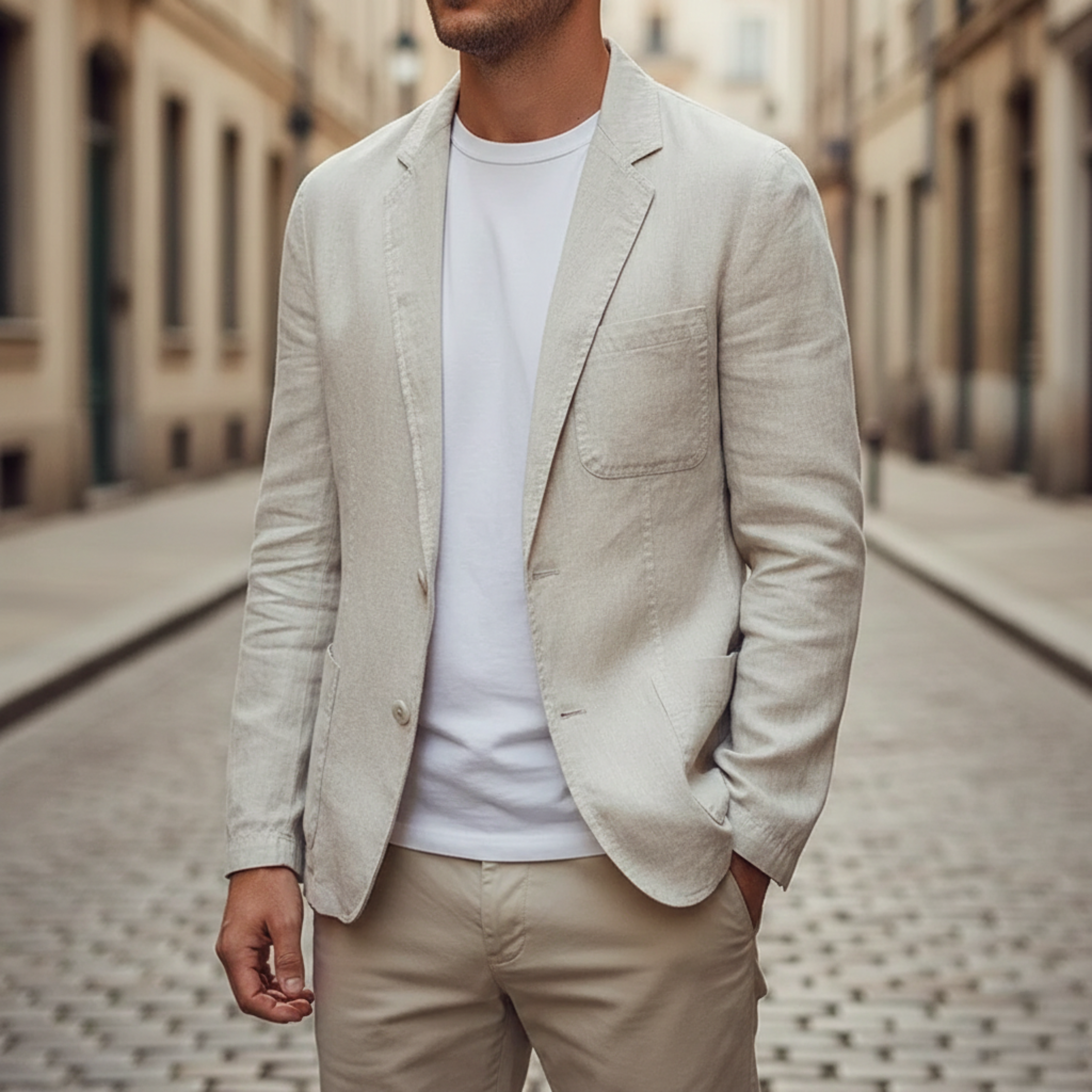 Men's Lightweight Linen Blazer Single Breasted Casual Outerwear