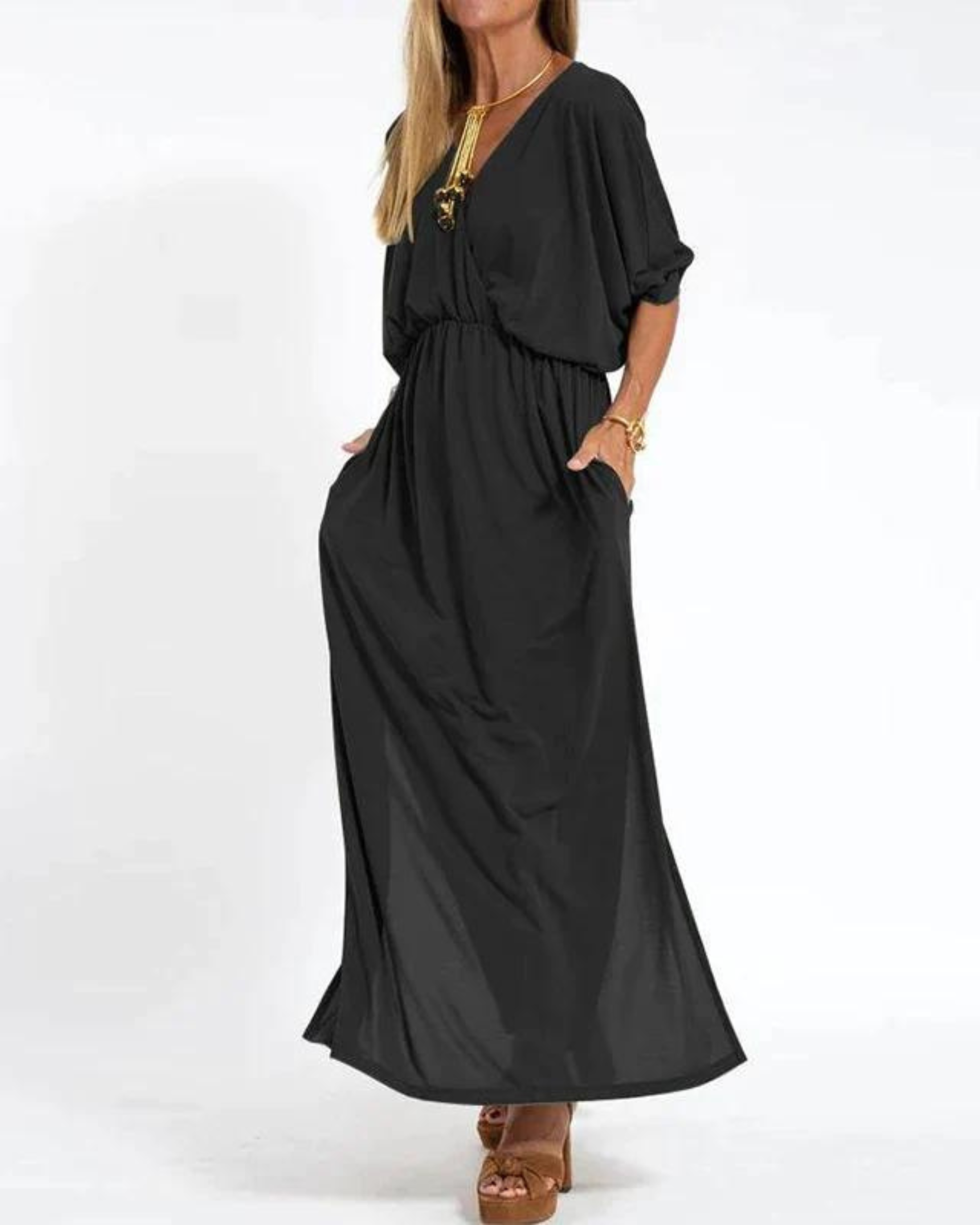 Women's Long Dress Floral Print V-Neck Sleeveless Maxi Casual