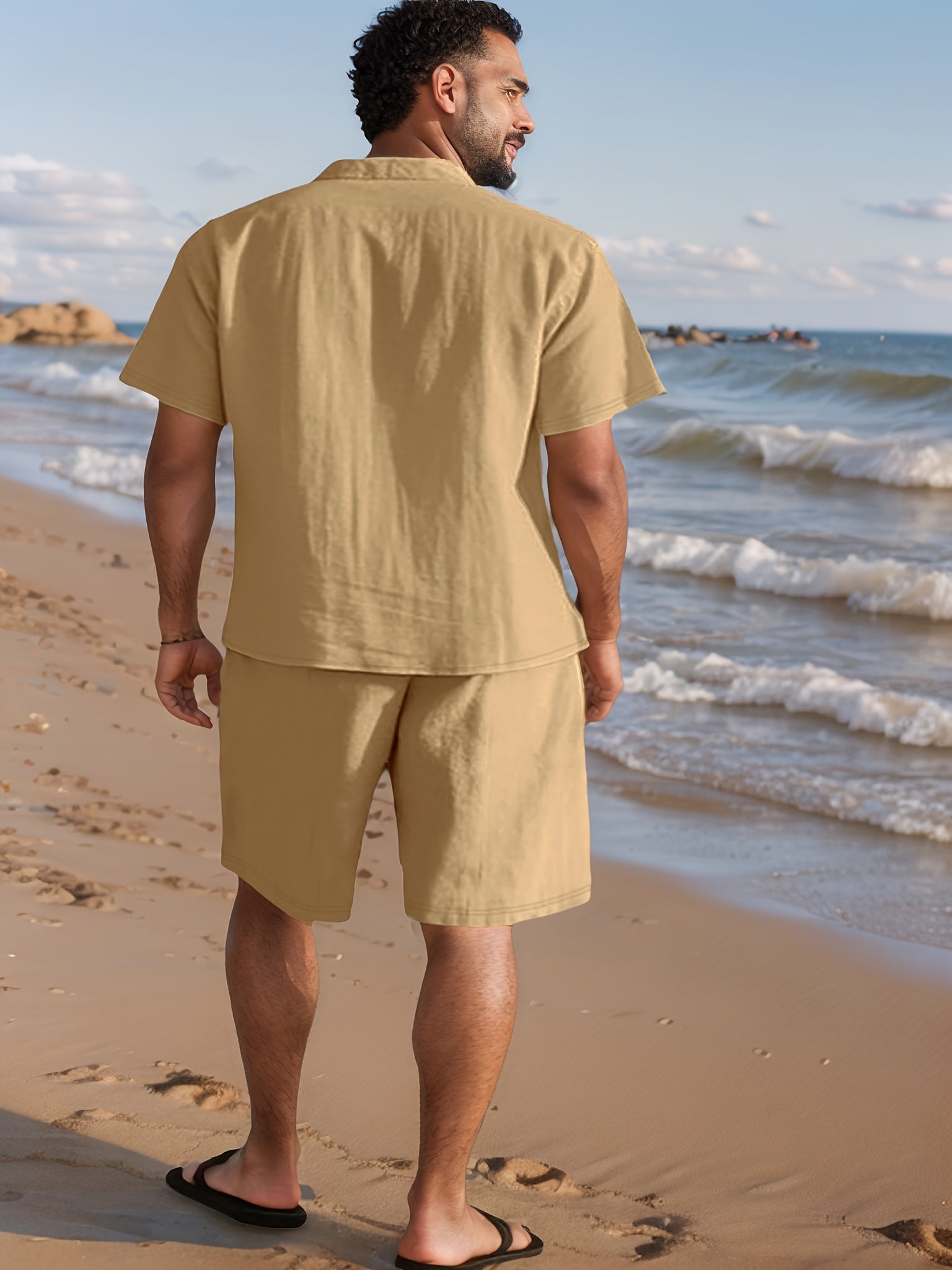 Men's Linen Shirt & Shorts Set – Regular Fit Short Sleeve Co-ord