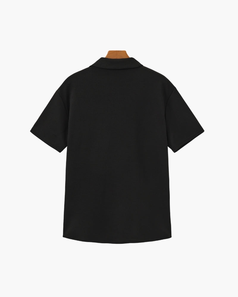 Men's Casual Short Sleeve V-Neck Shirt & Pants Two-Piece Set