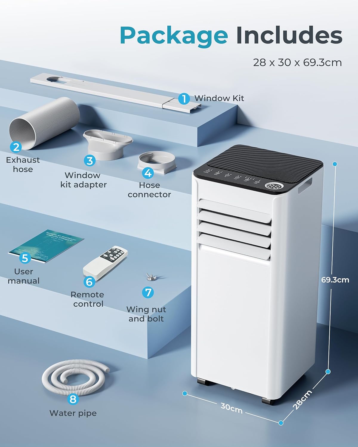 9000 BTU Portable Air Conditioner Dehumidifier Remote Control Sleep Mode