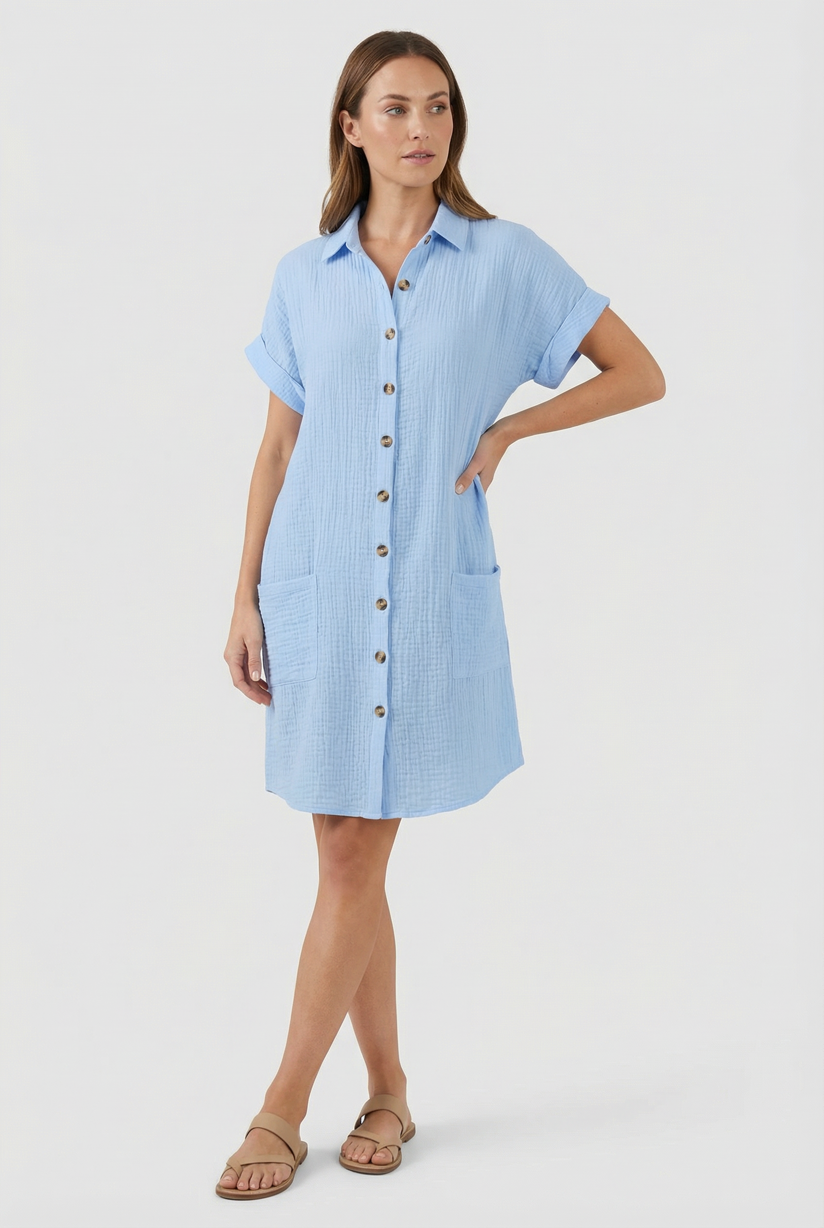 Women's Polo Shirt Dress Cotton Blend Short Sleeve