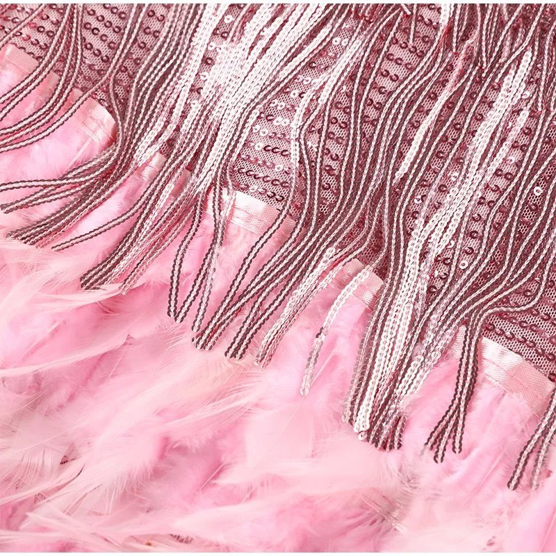 Women's Mini Dress Feather Design Flattering Fit