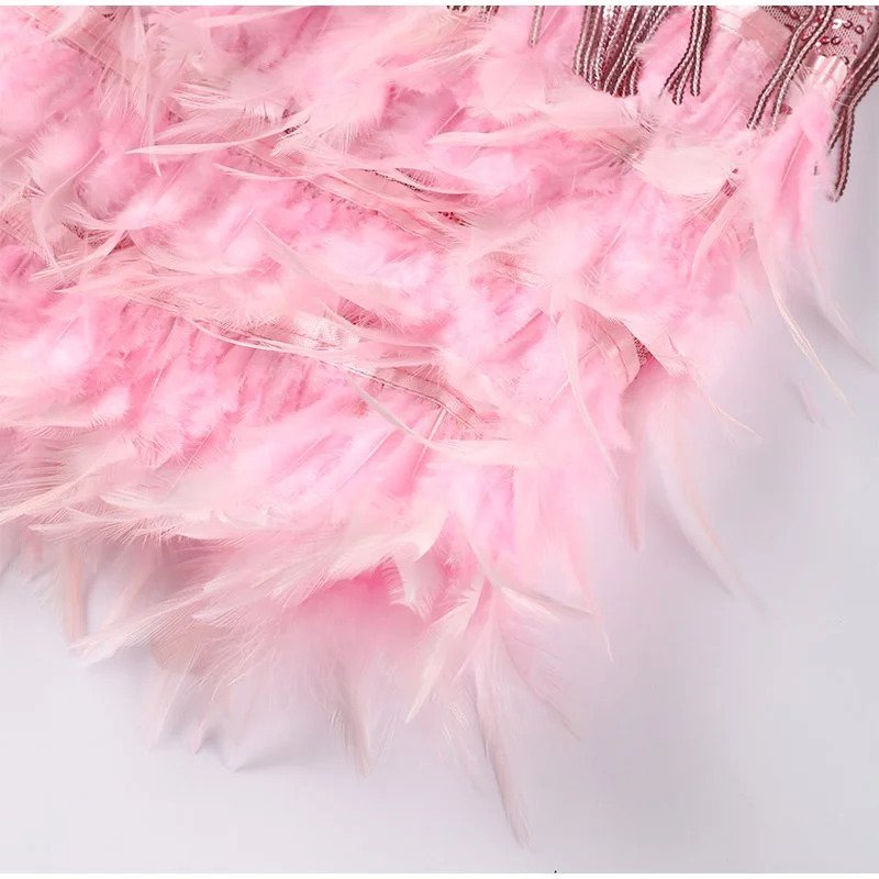Women's Mini Dress Feather Design Flattering Fit