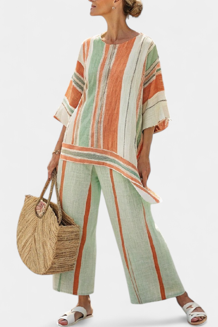 Bella | Women's Asymmetrical Top & Wide-Leg Pants Set 1