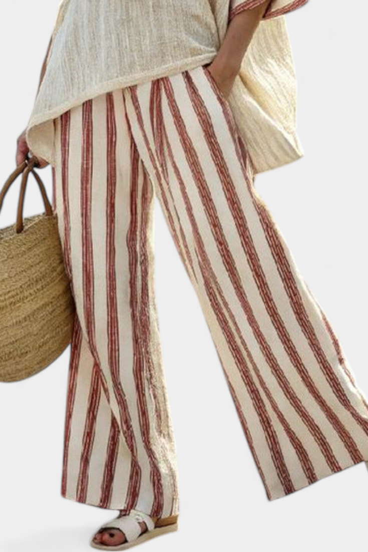 Brianna | Women's Plus Size Striped Blouse & Pants 2