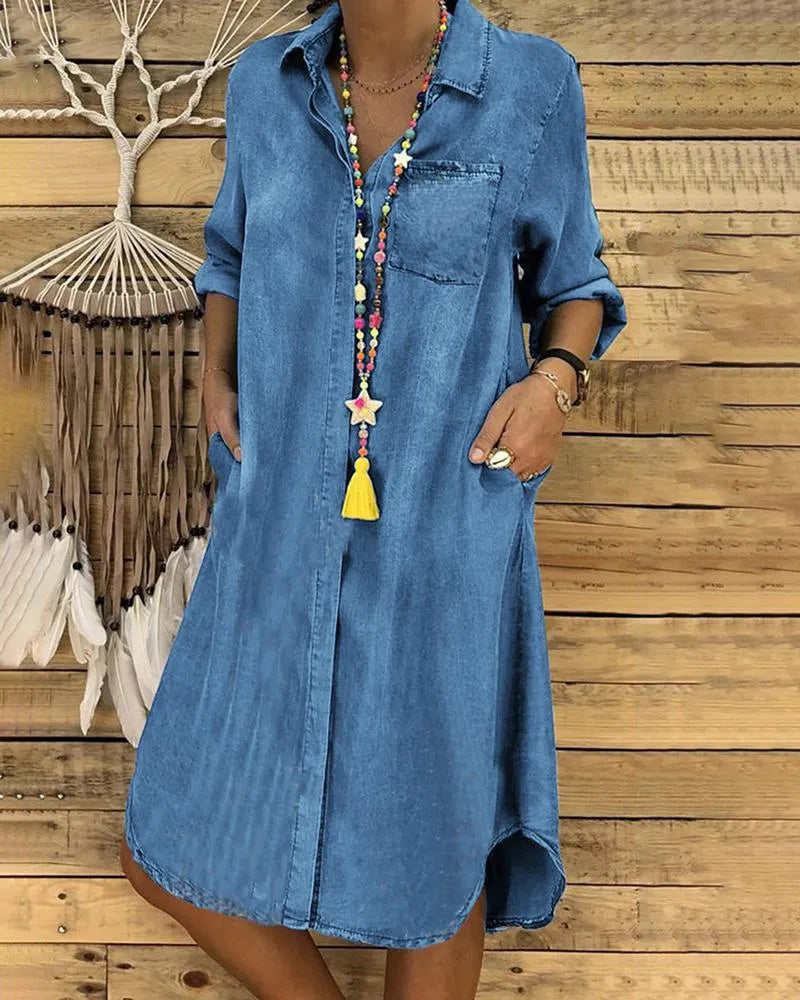 Women's Denim Shirt Dress Casual Fit