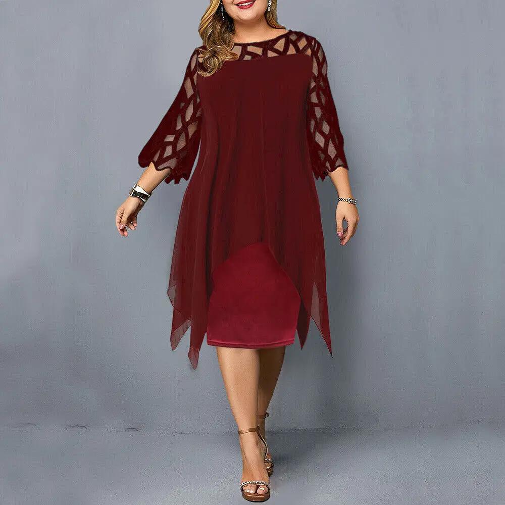 Women's Midi Dress V-Neck Long Sleeve Casual