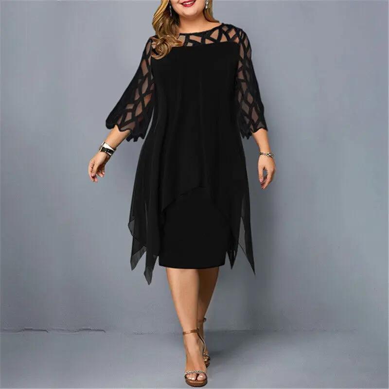 Women's Midi Dress V-Neck Long Sleeve Casual