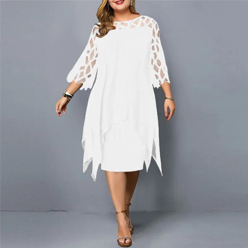 Women's Midi Dress V-Neck Long Sleeve Casual