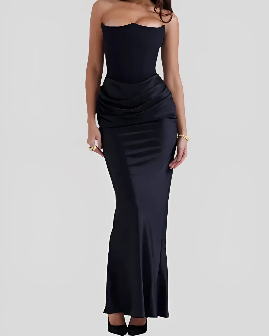 Clara | Women's Draped Strapless Maxi Dress 2
