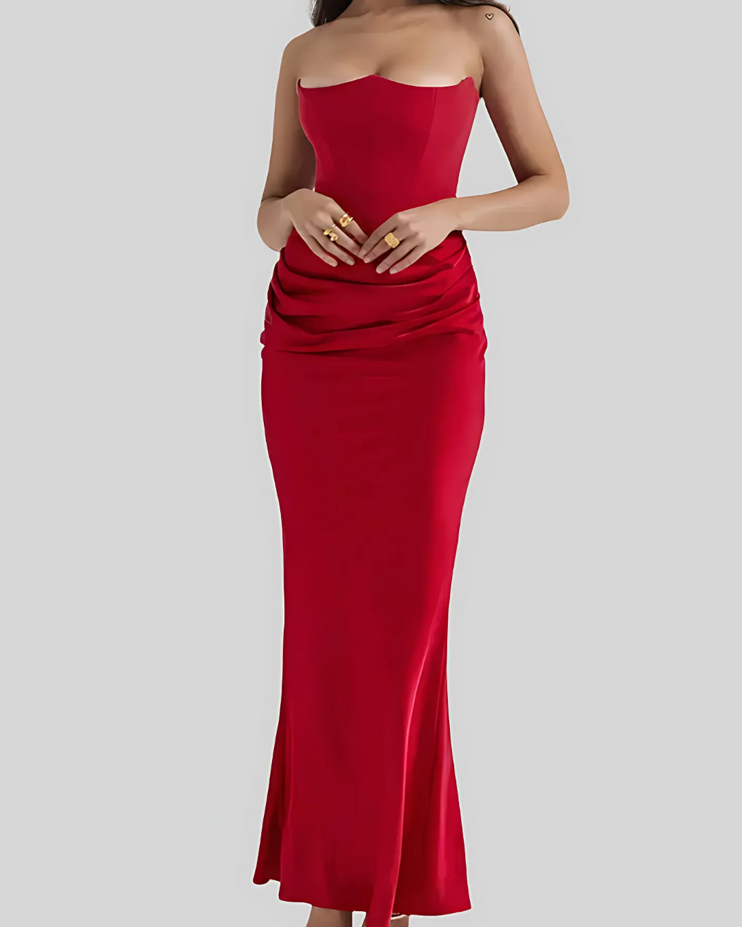 Clara | Women's Draped Strapless Maxi Dress 4
