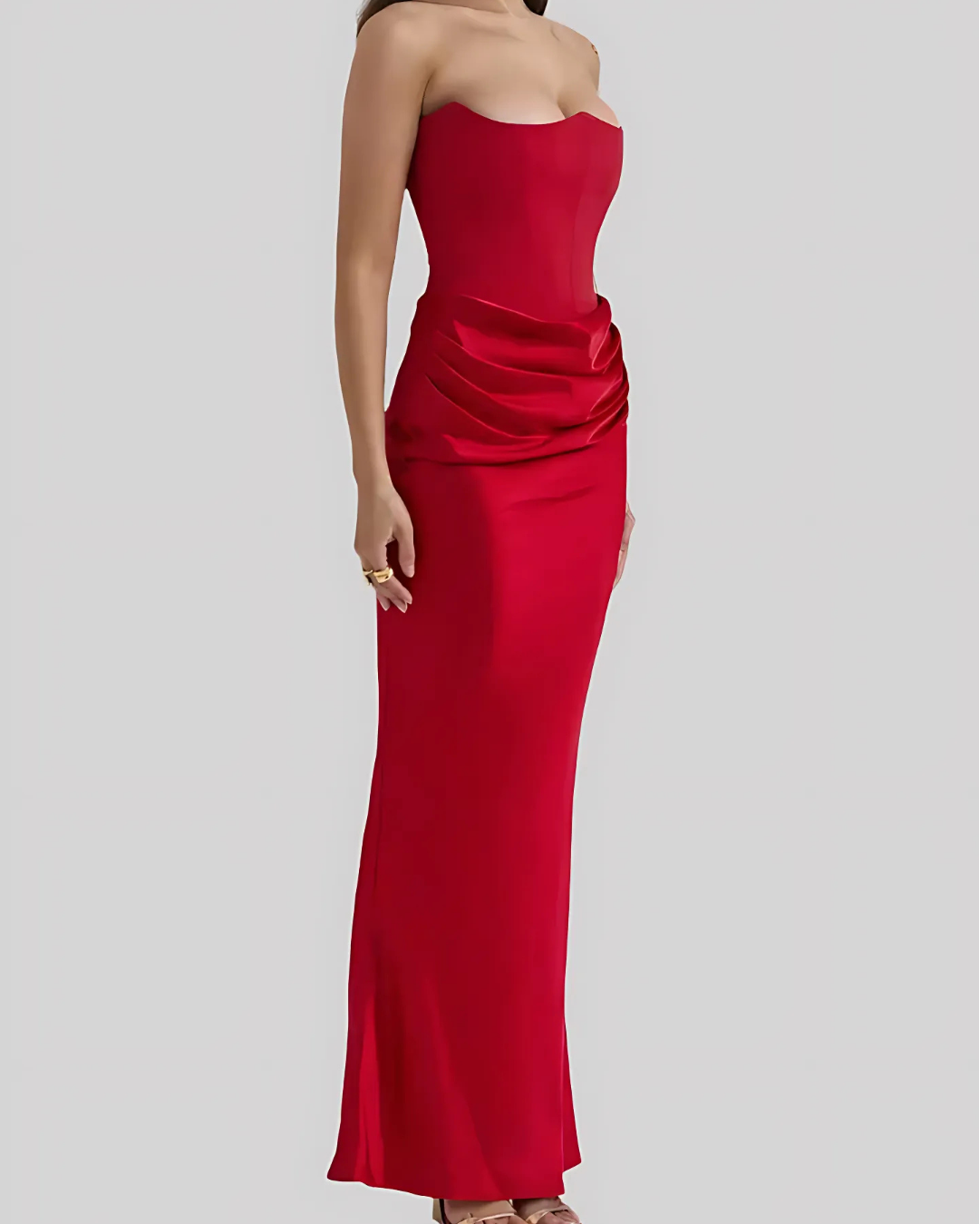 Clara | Women's Draped Strapless Maxi Dress 5