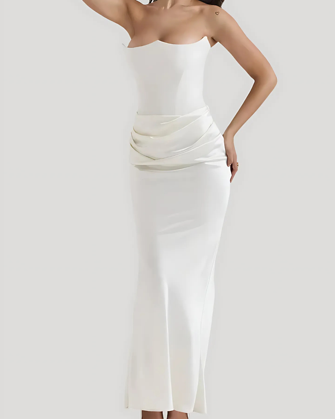 Clara | Women's Draped Strapless Maxi Dress 7