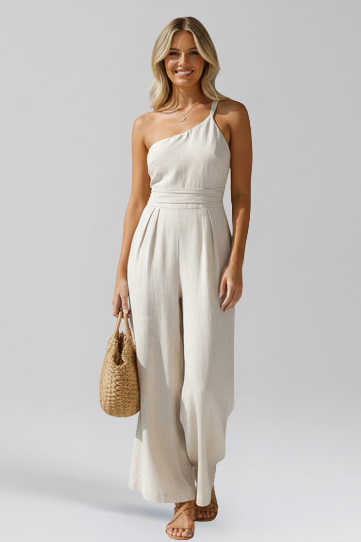 Clara | Women's Elegant One-Shoulder Wide-Leg Jumpsuit 0