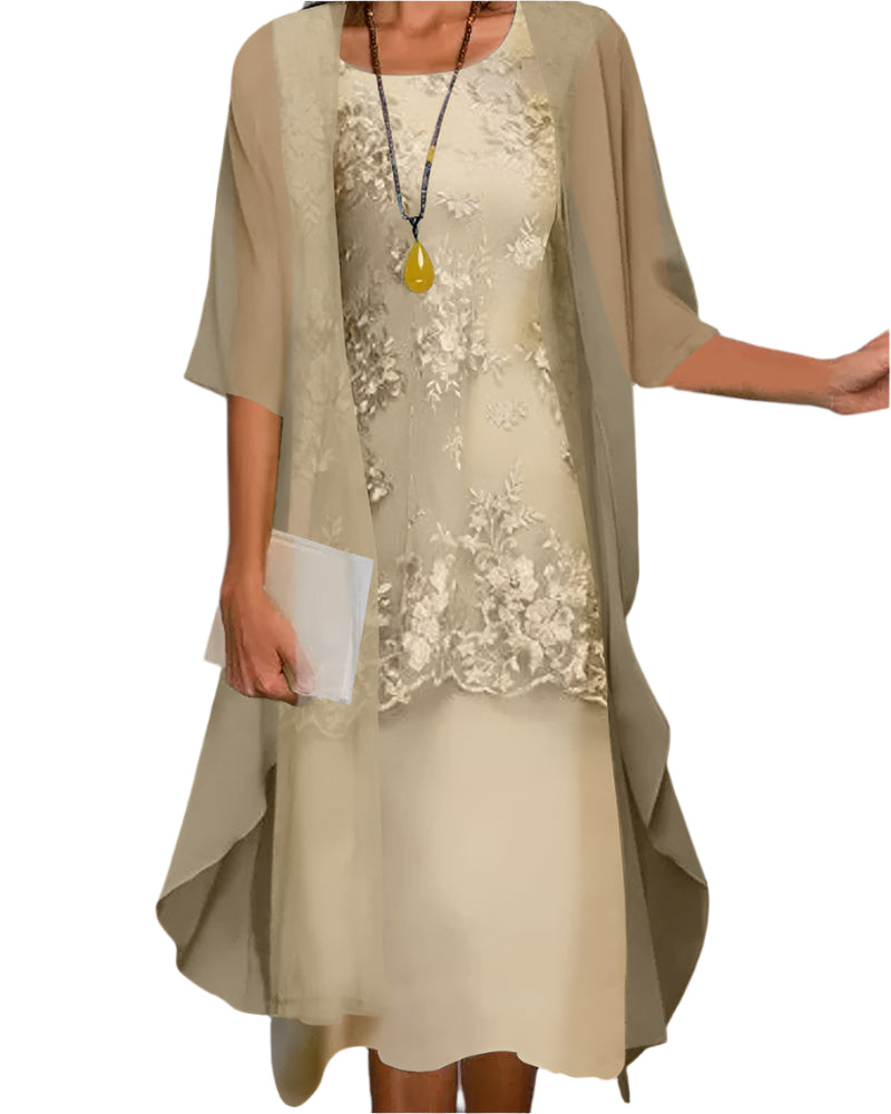 Clara | Women's Midi Dress with Sheer Sleeves 1