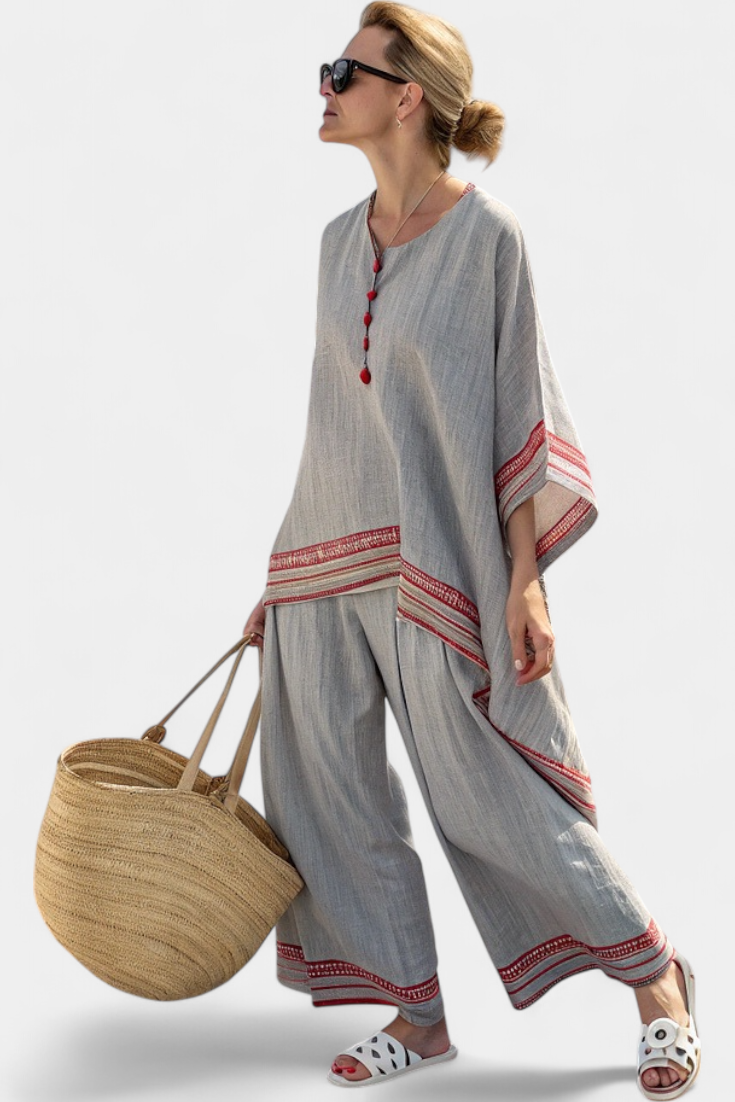 Daisy | Women's Bamboo Linen Asymmetrical Blouse Set 0