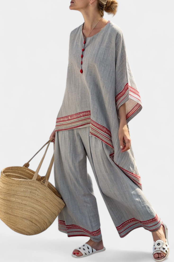 Daisy | Women's Bamboo Linen Asymmetrical Blouse Set 1