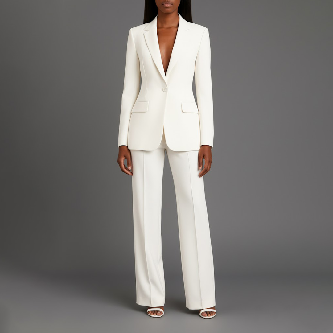 Women's Blazer Set | Button Front | Wide Leg Trousers | Casual Outfit