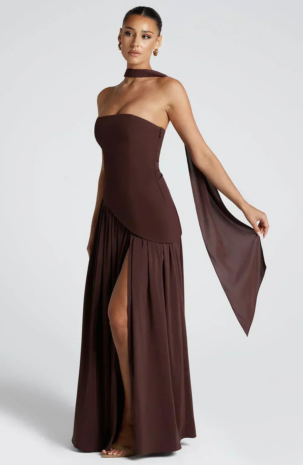 Ella | Women's Asymmetric Maxi Dress with High Slit 10