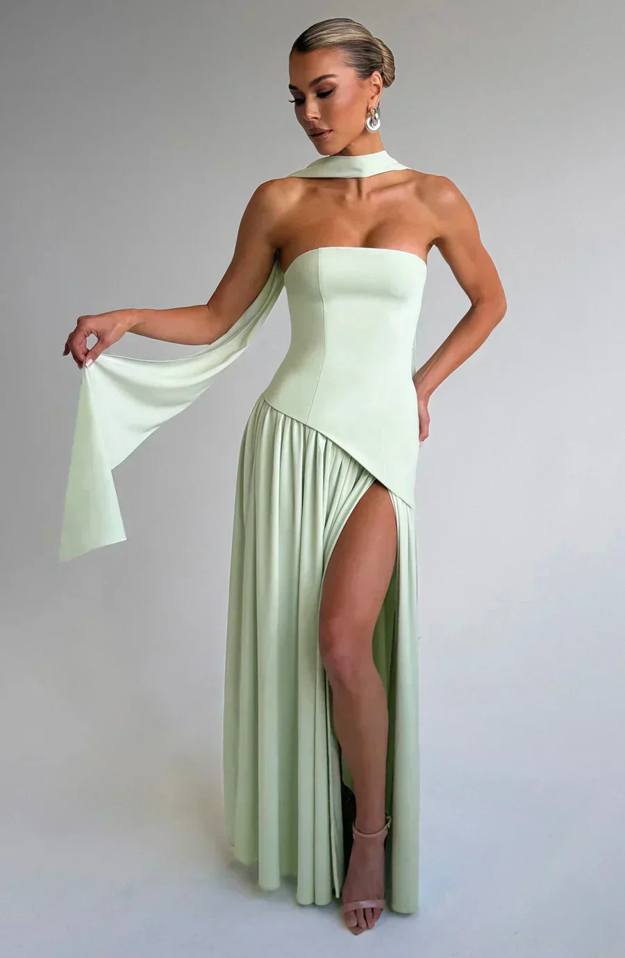 Ella | Women's Asymmetric Maxi Dress with High Slit 9