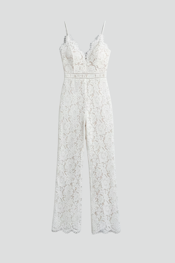 Ella | Women's Lace V-Neck Wide-Leg Jumpsuit 1