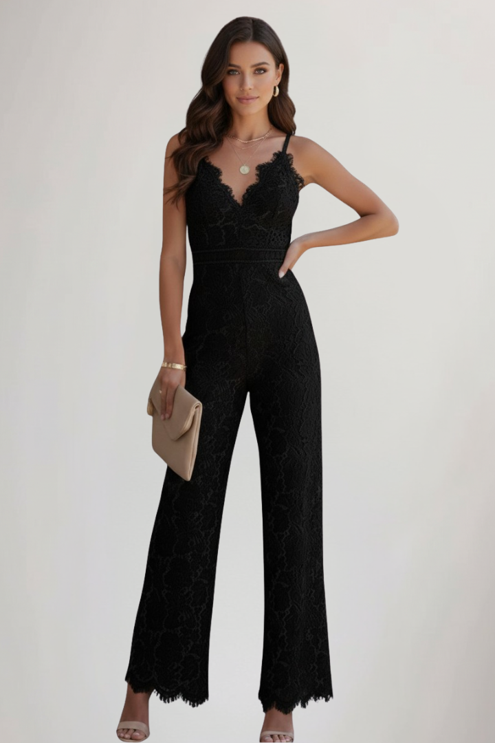 Ella | Women's Lace V-Neck Wide-Leg Jumpsuit 5