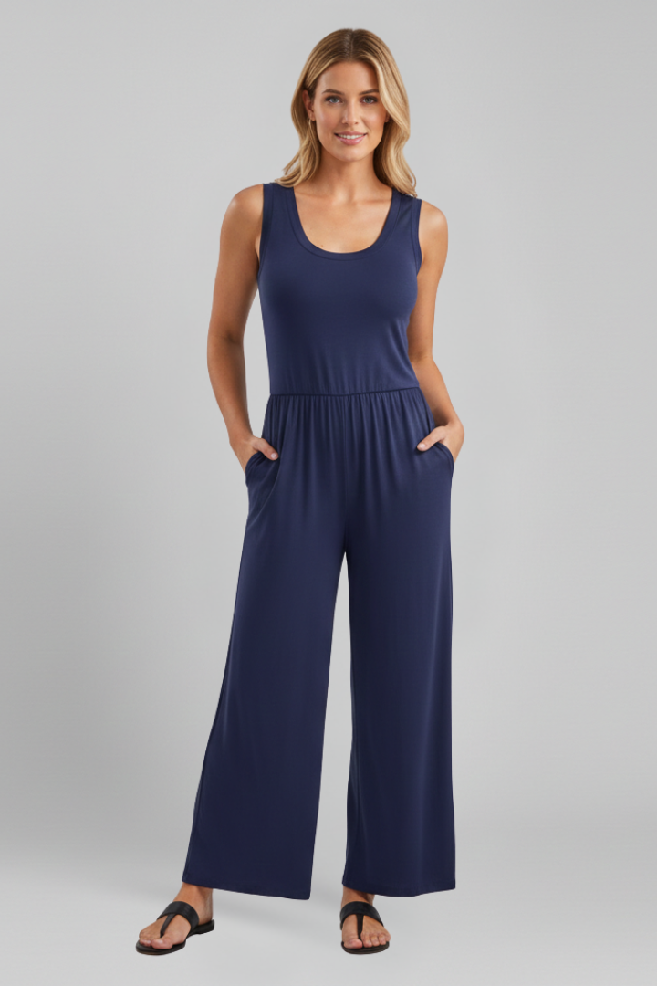 Ella | Women's Wide-Leg Round-Neck Jumpsuit 0