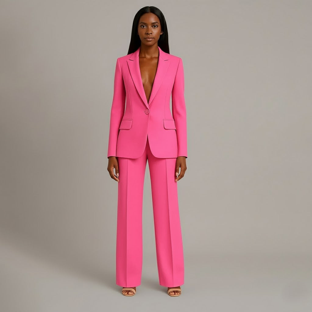 Women's Blazer Set | Button Front | Wide Leg Trousers | Casual Outfit