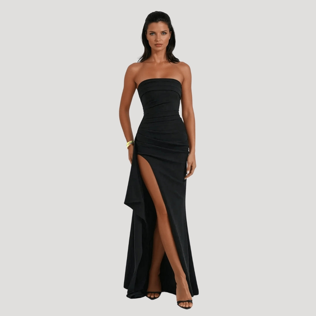 Emma | Women's Strapless Maxi Dress with High Slit 1