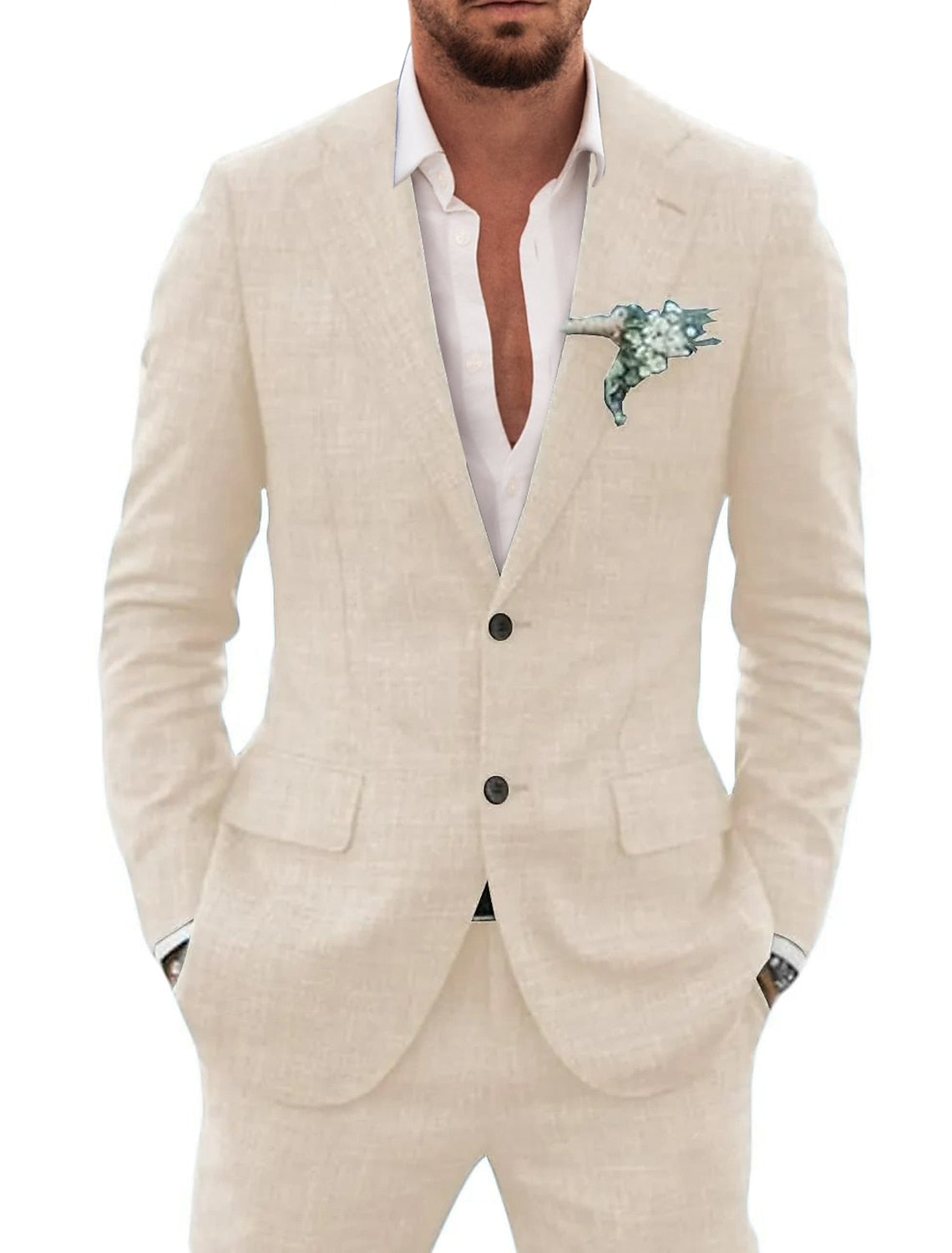 Men's Linen Suit Notch Lapel | Formal Wear