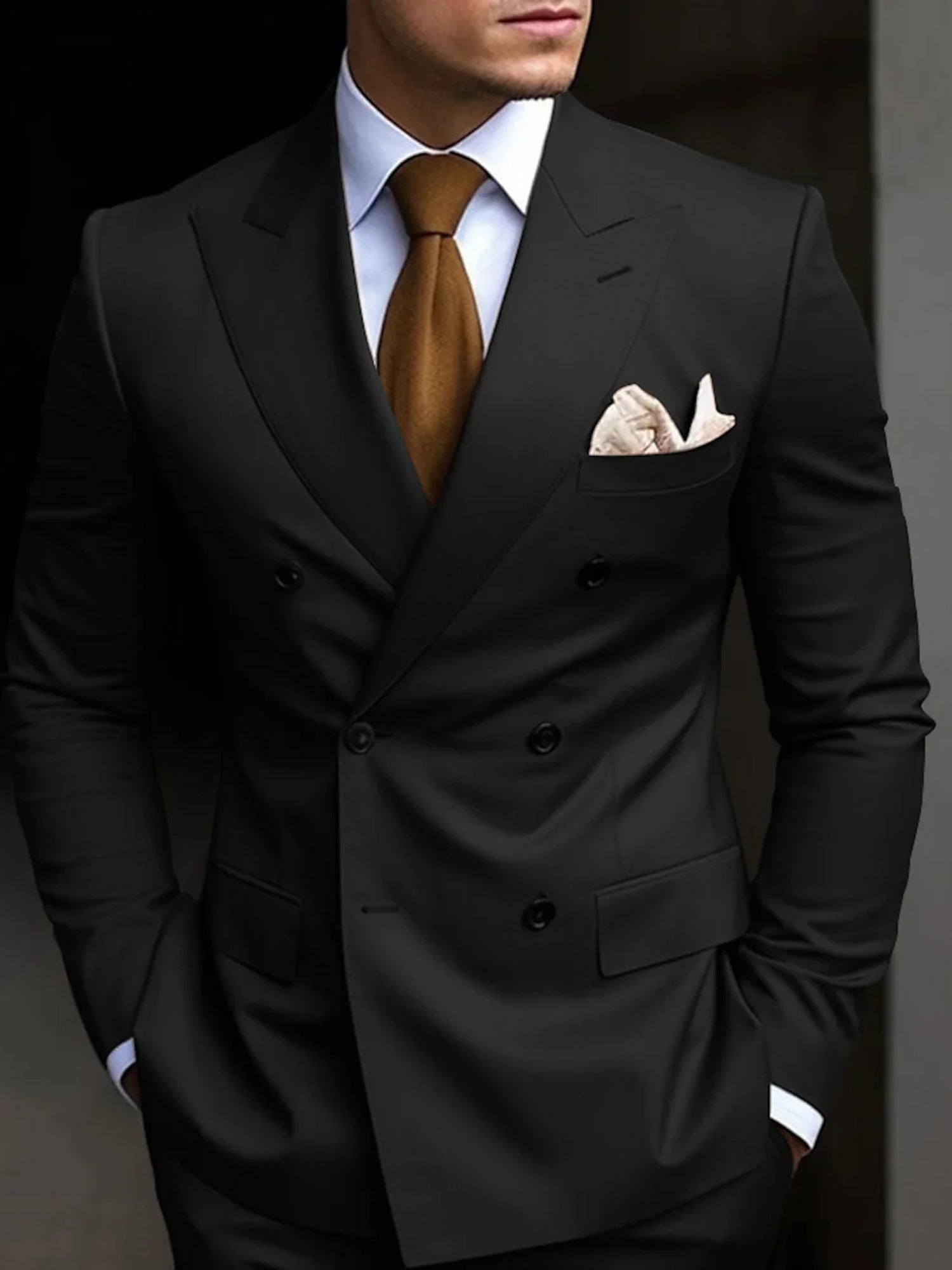 Men's Suit Double Breasted Design Cotton Blend | Formal Wear