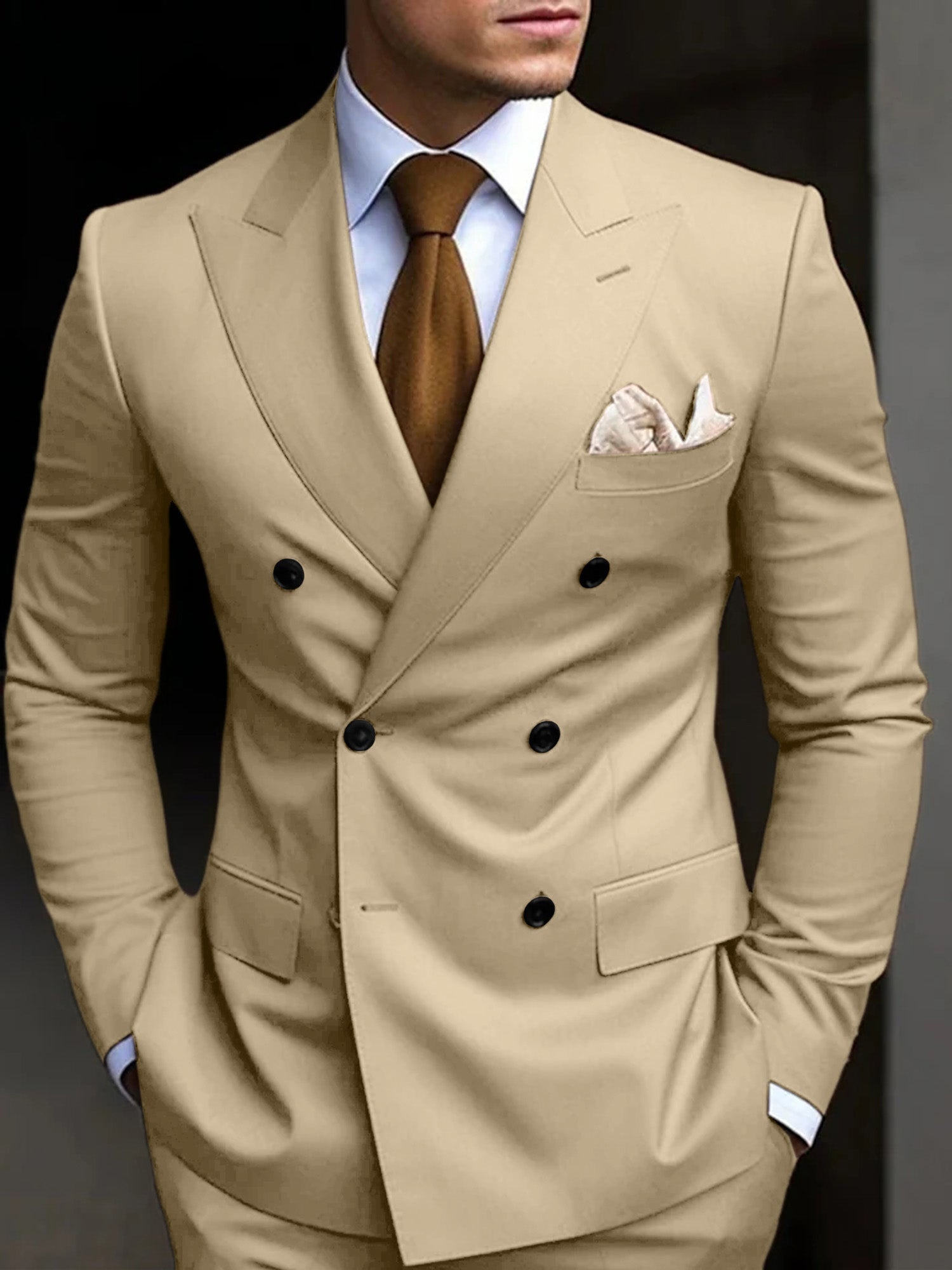 Men's Suit Double Breasted Design Cotton Blend | Formal Wear