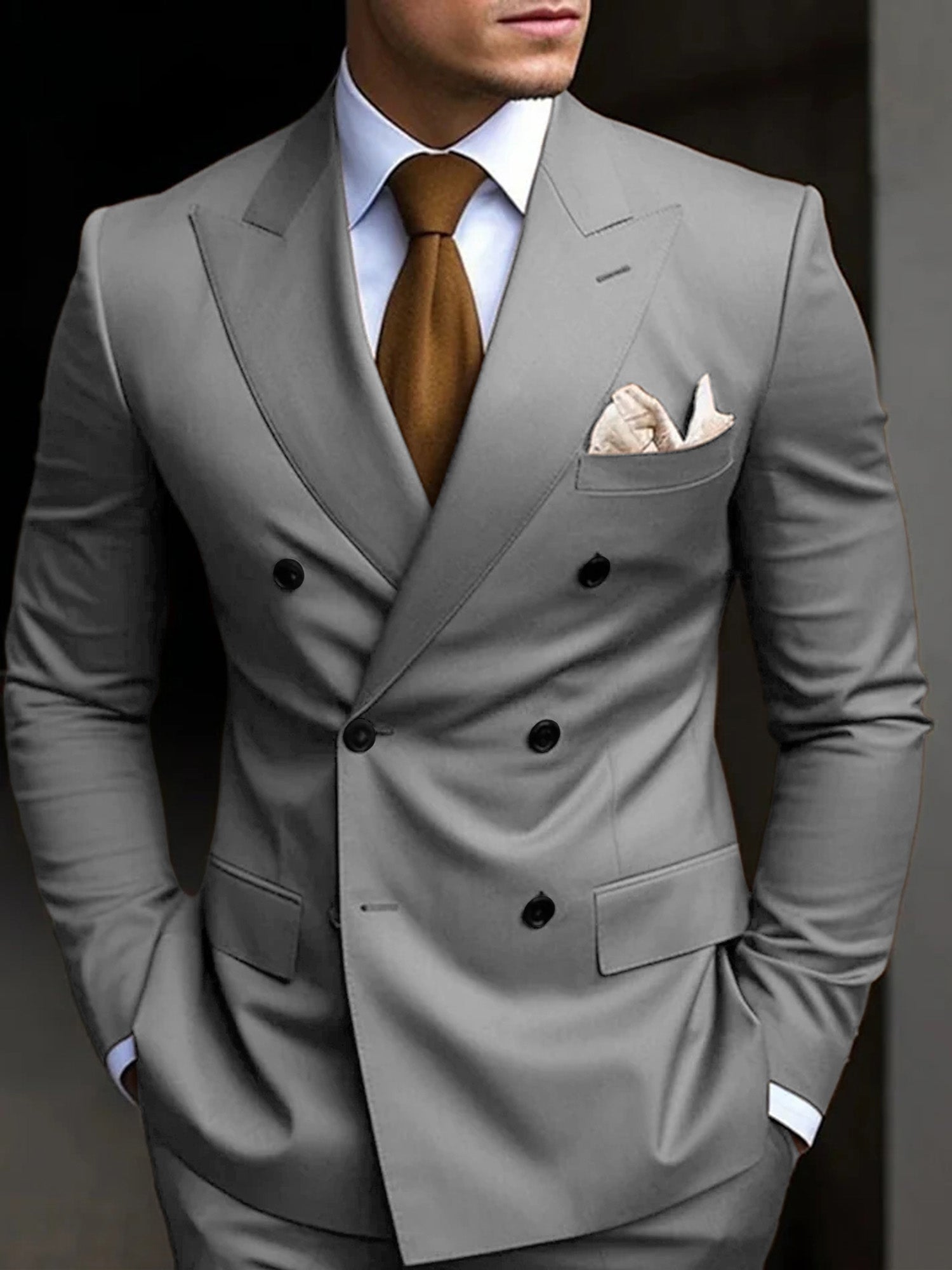 Men's Suit Double Breasted Design Cotton Blend | Formal Wear