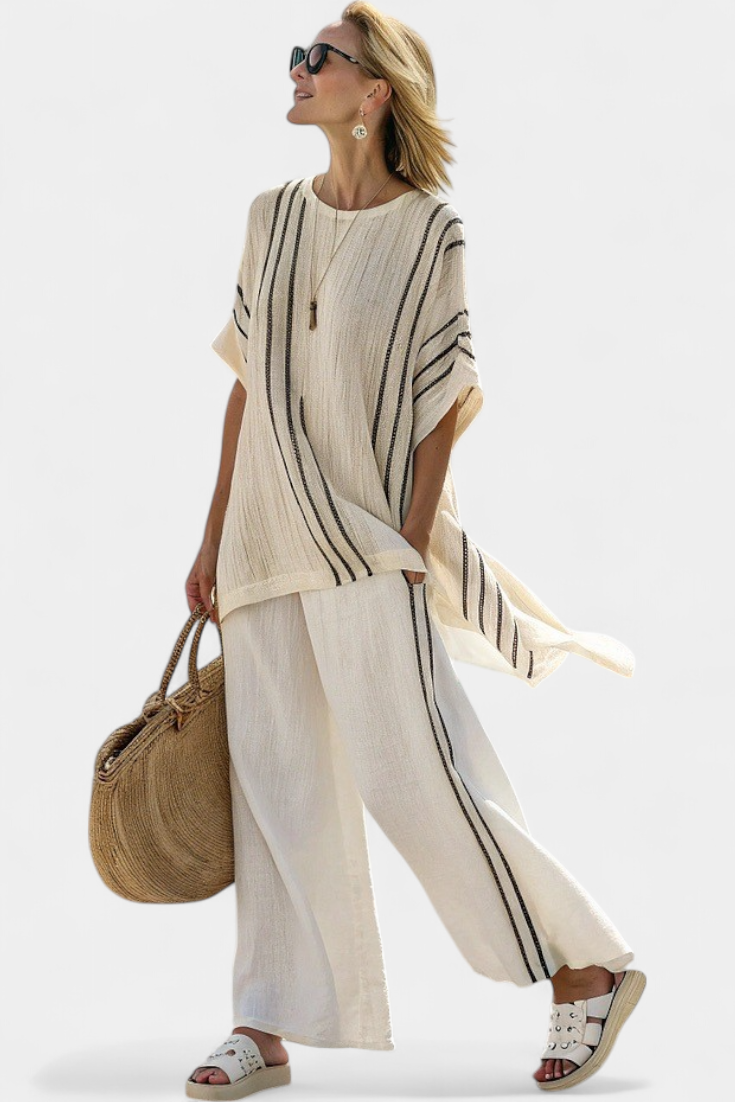 Grace | Women's Linen Oversized Blouse with Stripes 0