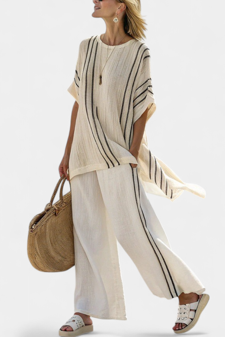 Grace | Women's Linen Oversized Blouse with Stripes 1