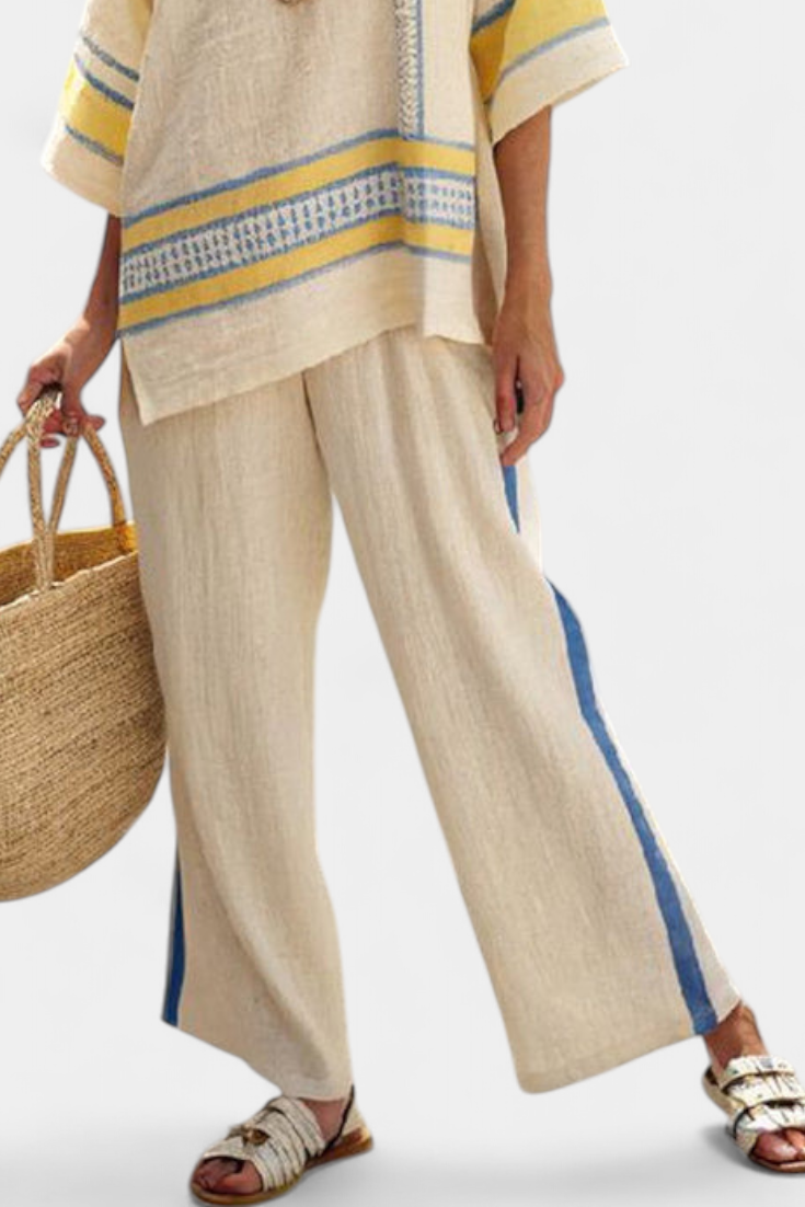 Jasmine | Women's Flowy Embroidered Top & Linen Pants 2