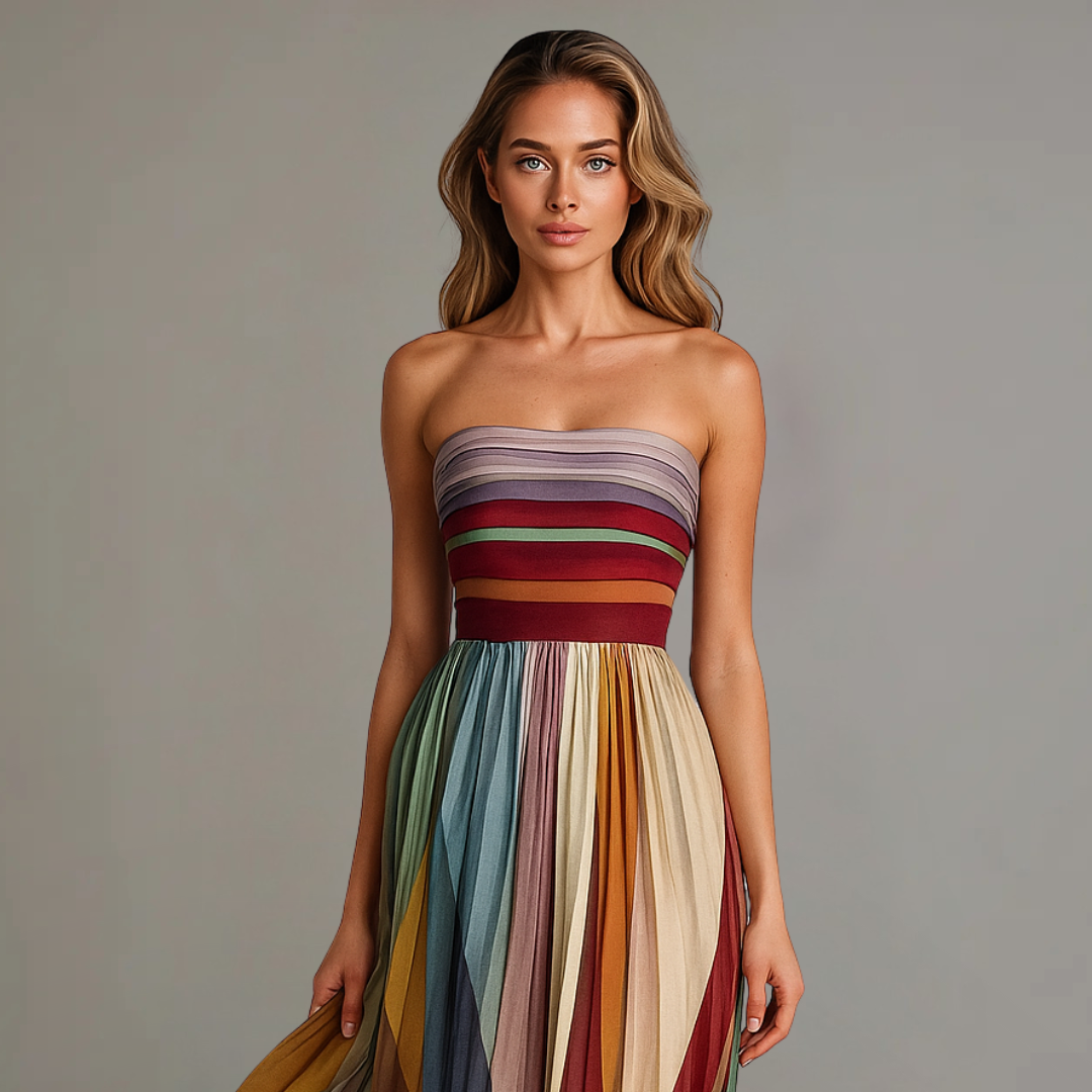 Jasmine | Women's Pleated Maxi Dress in Jewel Tones 1